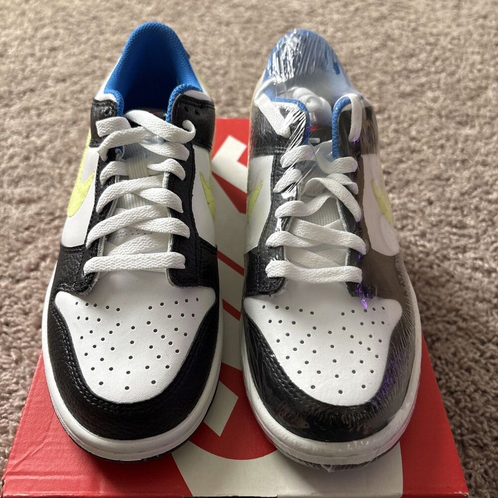 Nike Dunk Low GS Shoes Big Kids Size 6Y Signal Blue Lemon Twist DQ0977-100 New